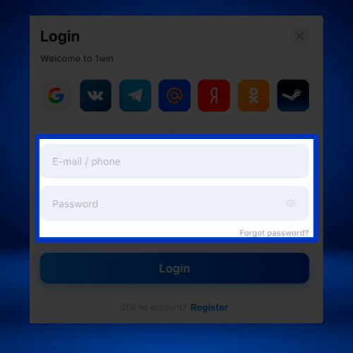 1wiin - phone number or email address with a password
